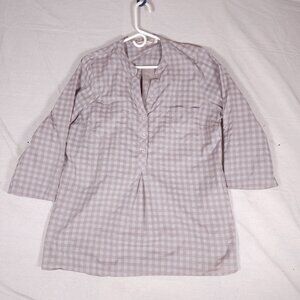 Soft Surroundings Tunic Womens Large Check Popover Button Up Boho Cottagecore